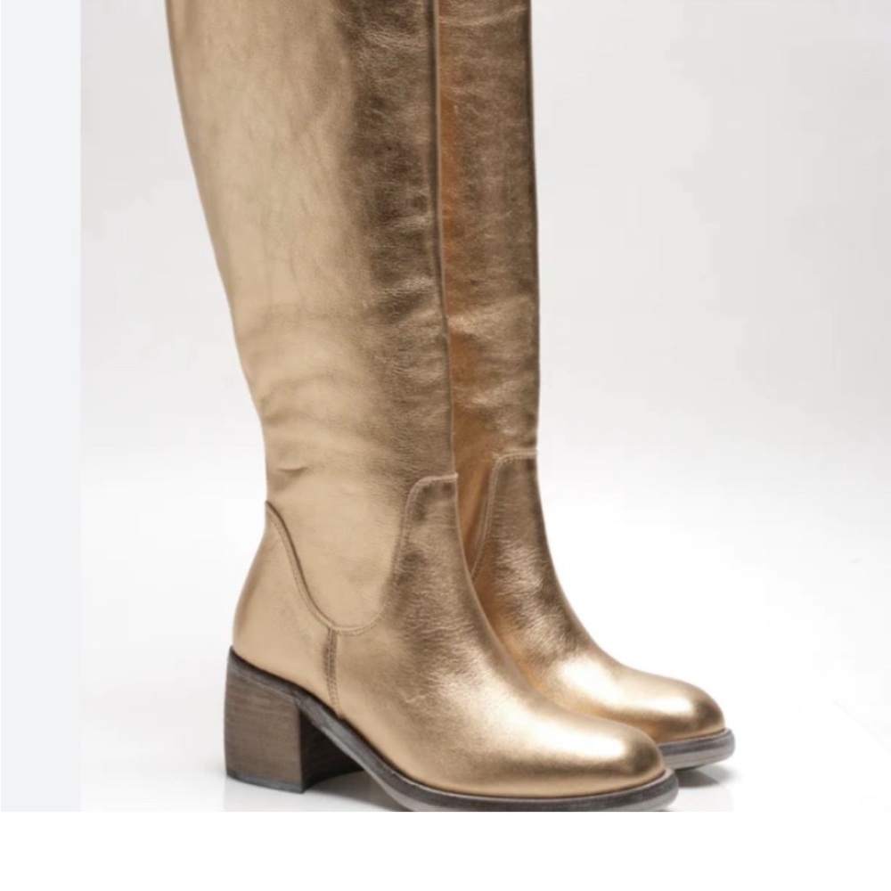 Free People Essential Tall Slouch Boots 39 Gold boots.